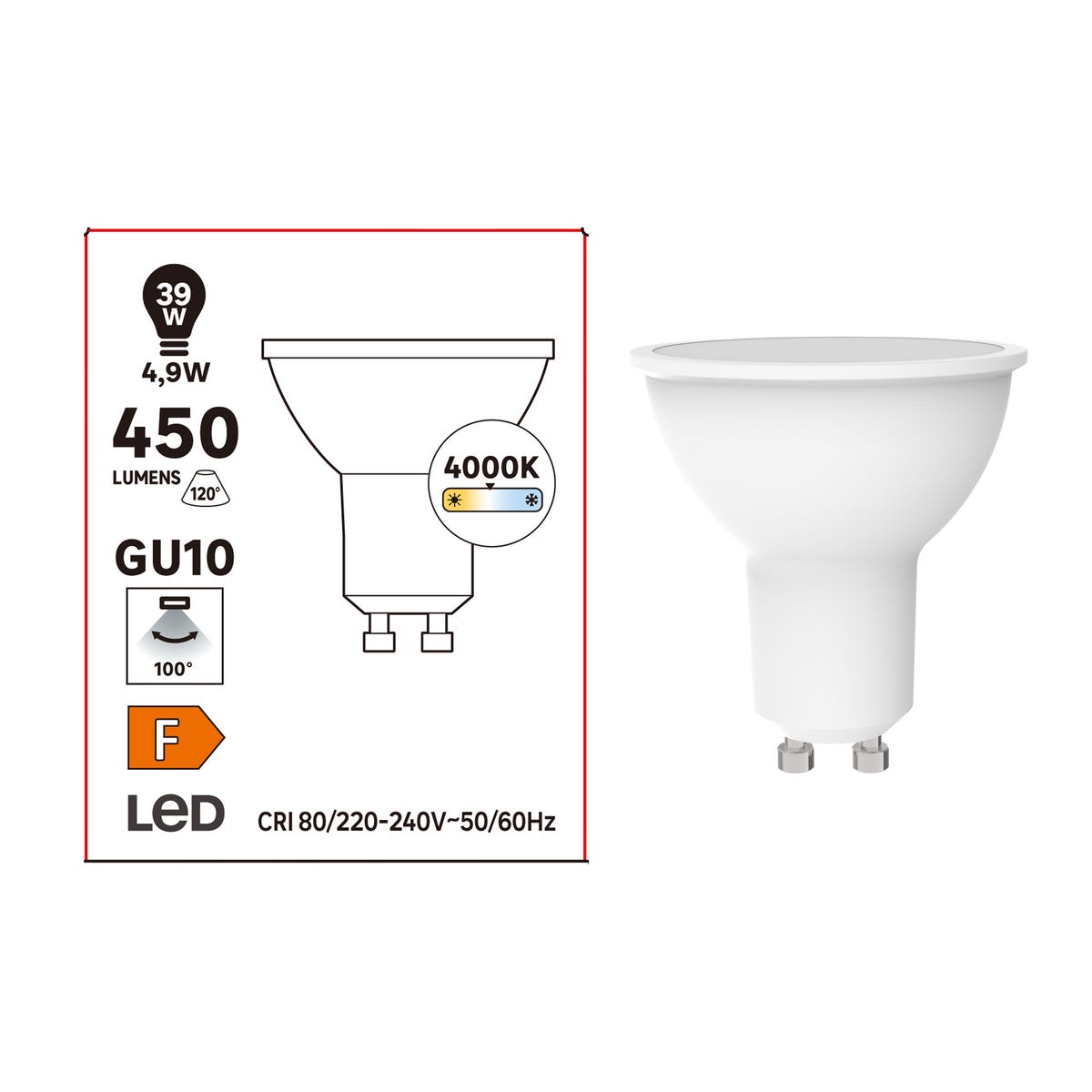 Żarówka LED GU10 4,9 W 450 lm Neutralna biel Lexman