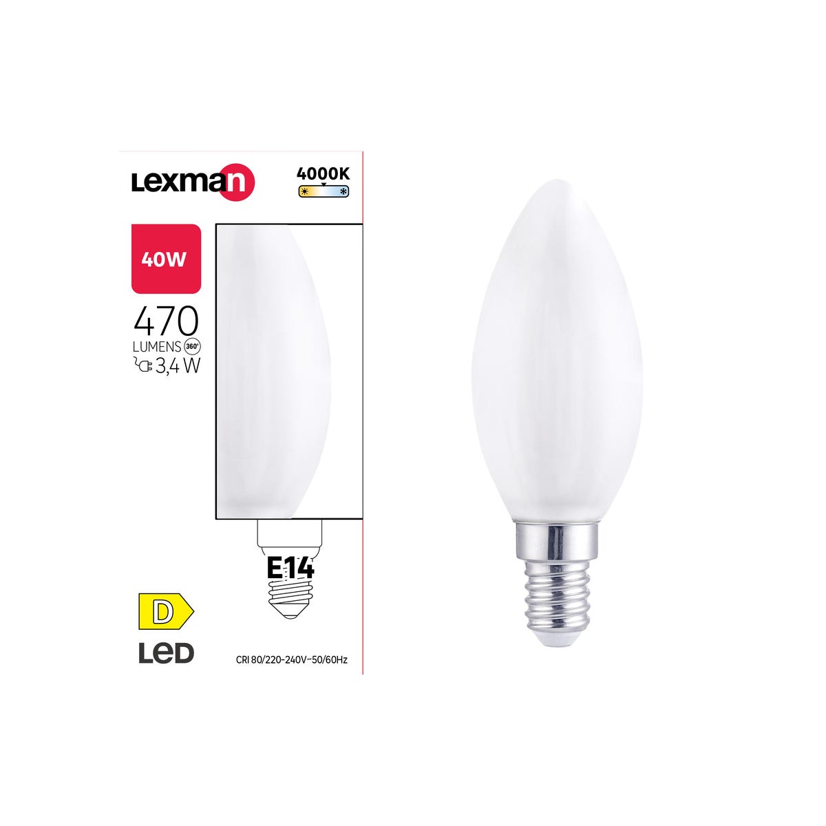 Żarówka LED E14 3,4 W 470 lm Neutralna biel Lexman