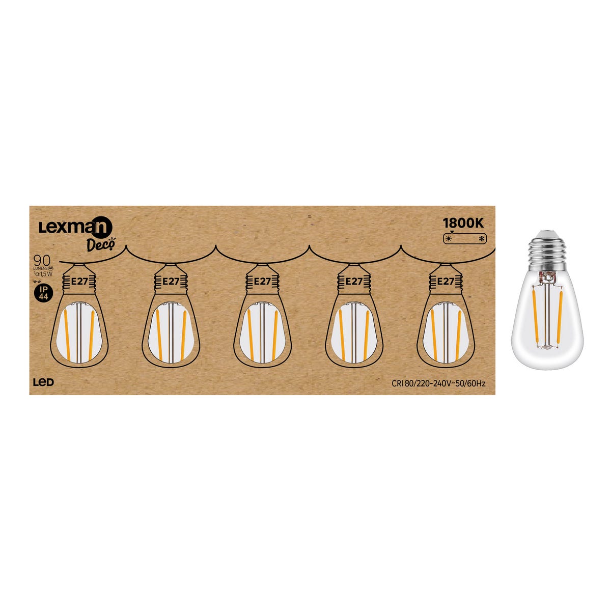 Żarówka dekoracyjna LED 5 szt. E27 1,5 W 90 lm IP44 Lexman