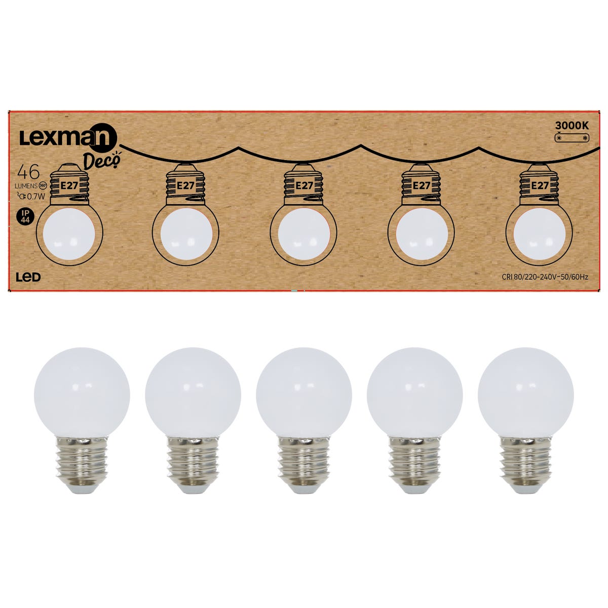 Żarówka LED 5 szt. E27 0,7 W 46 lm Ciepła biel IP44 Lexman