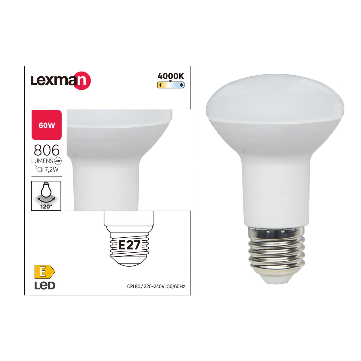 Żarówka LED E27 7,2 W 806 lm Neutralna biel Lexman