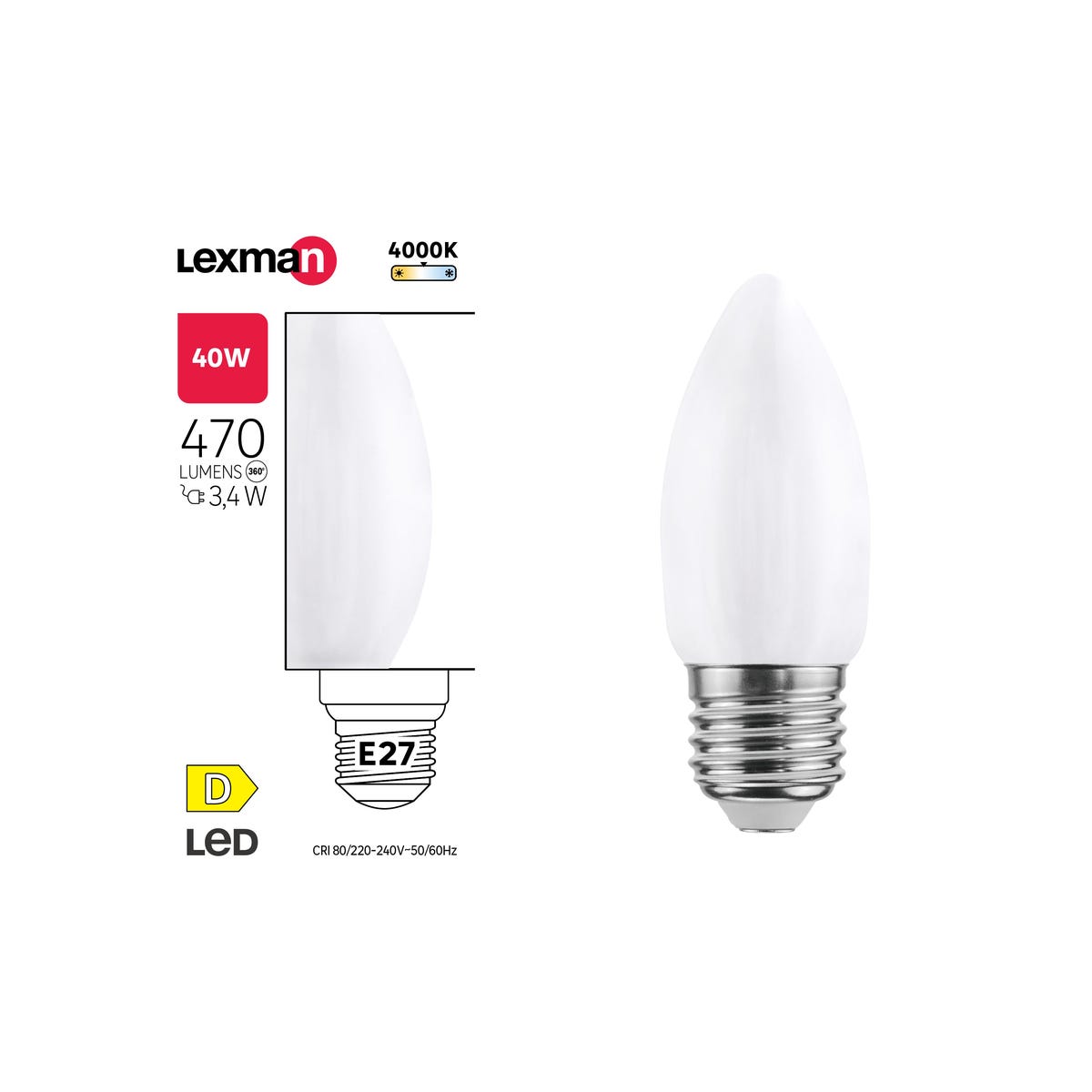 Żarówka LED E27 3.4 W 470 lm Neutralna biel Lexman