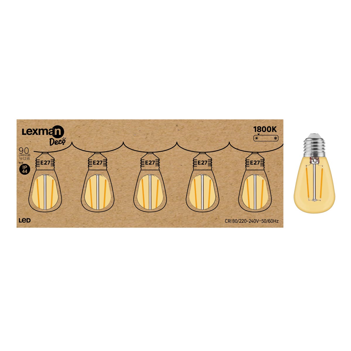 Żarówka dekoracyjna LED 5 szt. E27 1,5 W 90 lm IP44 Lexman
