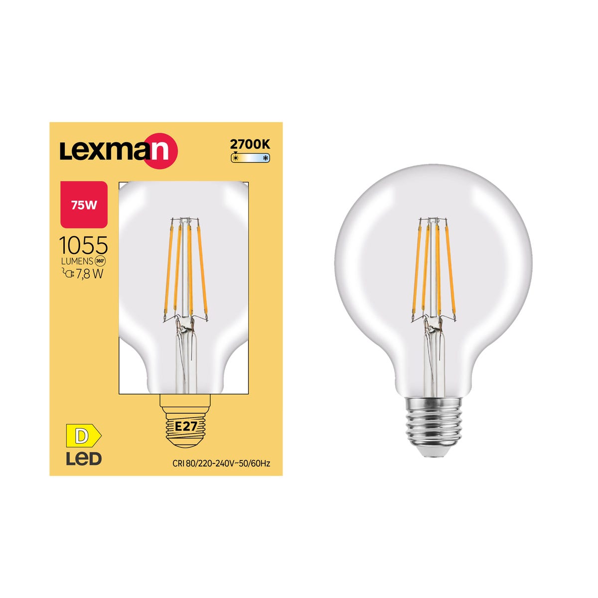 Żarówka LED E27 7,8 W 1055 lm Ciepła biel Lexman