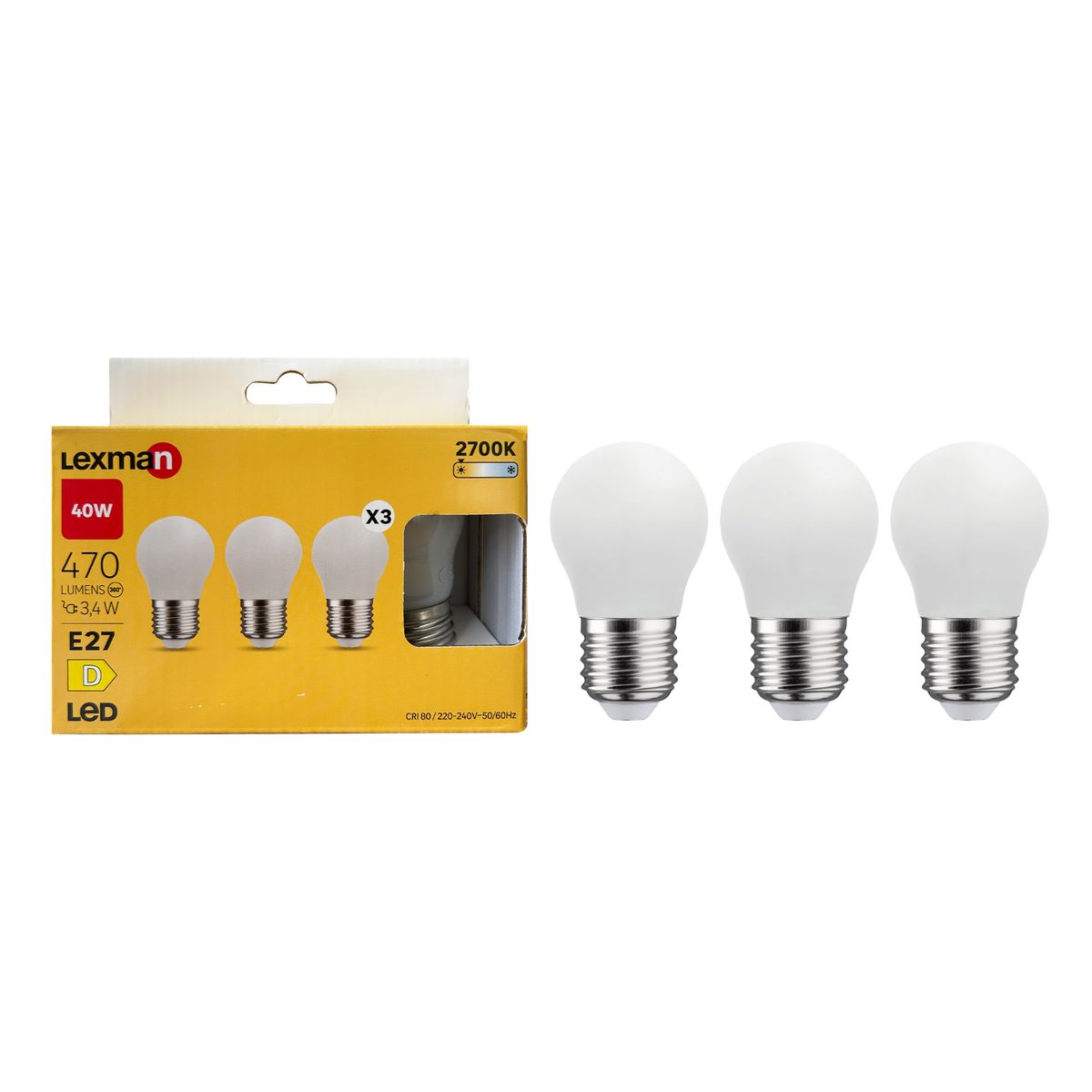 Żarówka LED E27 3 szt. 3,4 W 470 lm Ciepła biel Lexman
