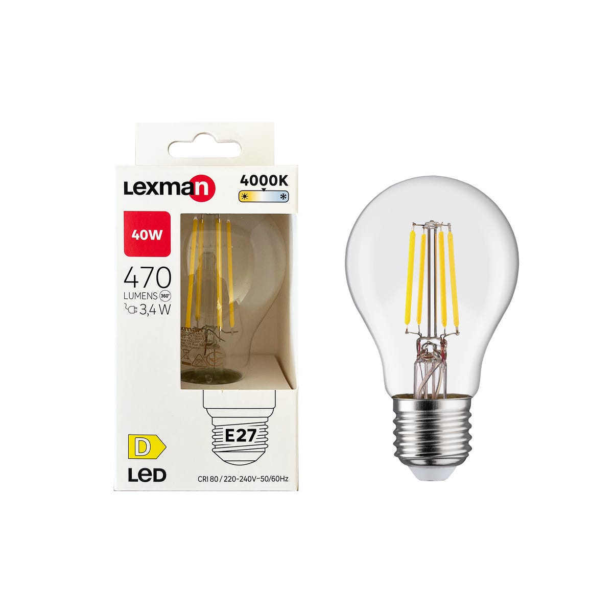 Żarówka LED E27 3,4 W 470 lm Neutralna biel Lexman