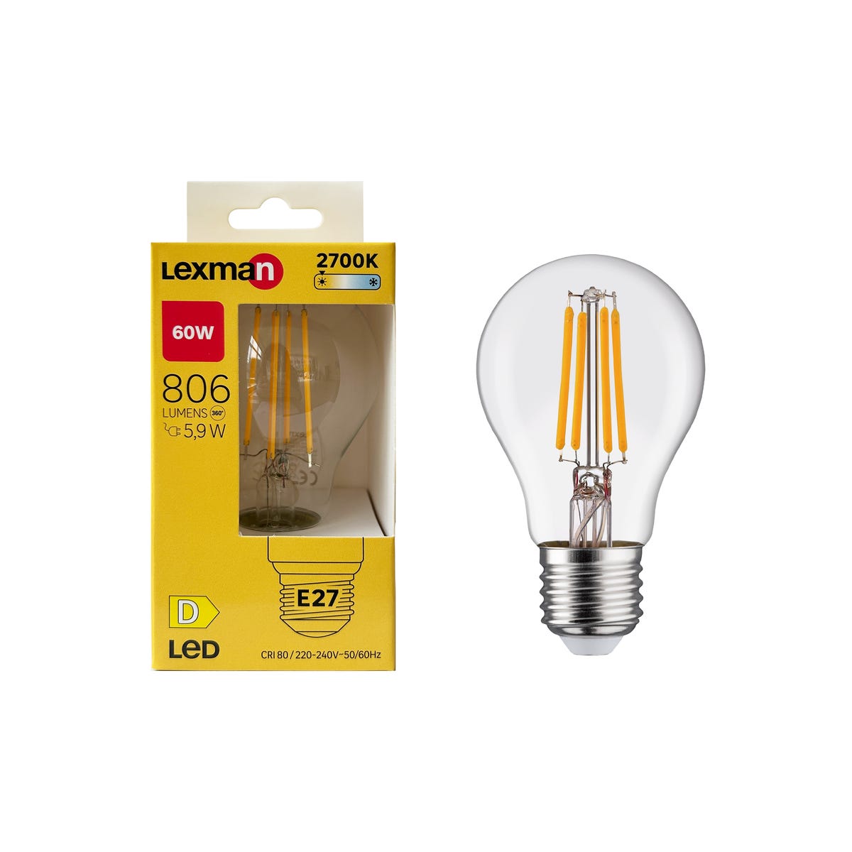 Żarówka LED E27 5,9 W 806 lm Ciepła biel Lexman