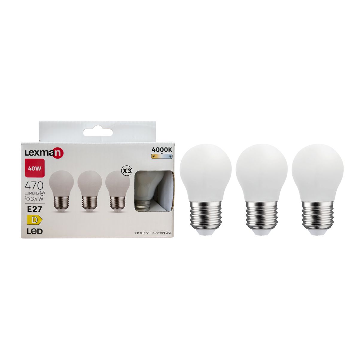 Żarówka LED E27 3 szt. 3,4 W 470 lm Neutralna biel Lexman