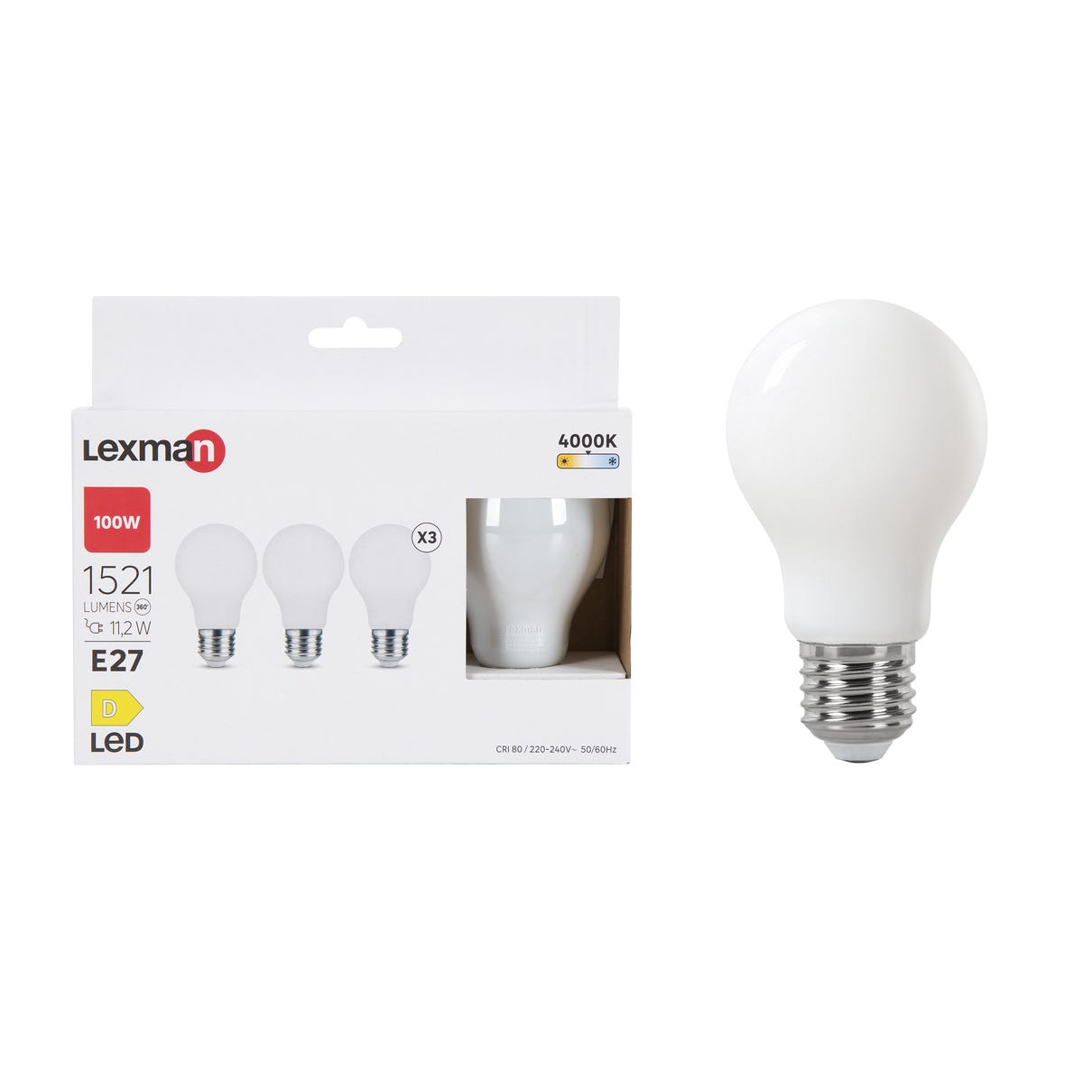 Żarówka LED E27 3 szt. 11,2 W 1521 lm Neutralna biel Lexman