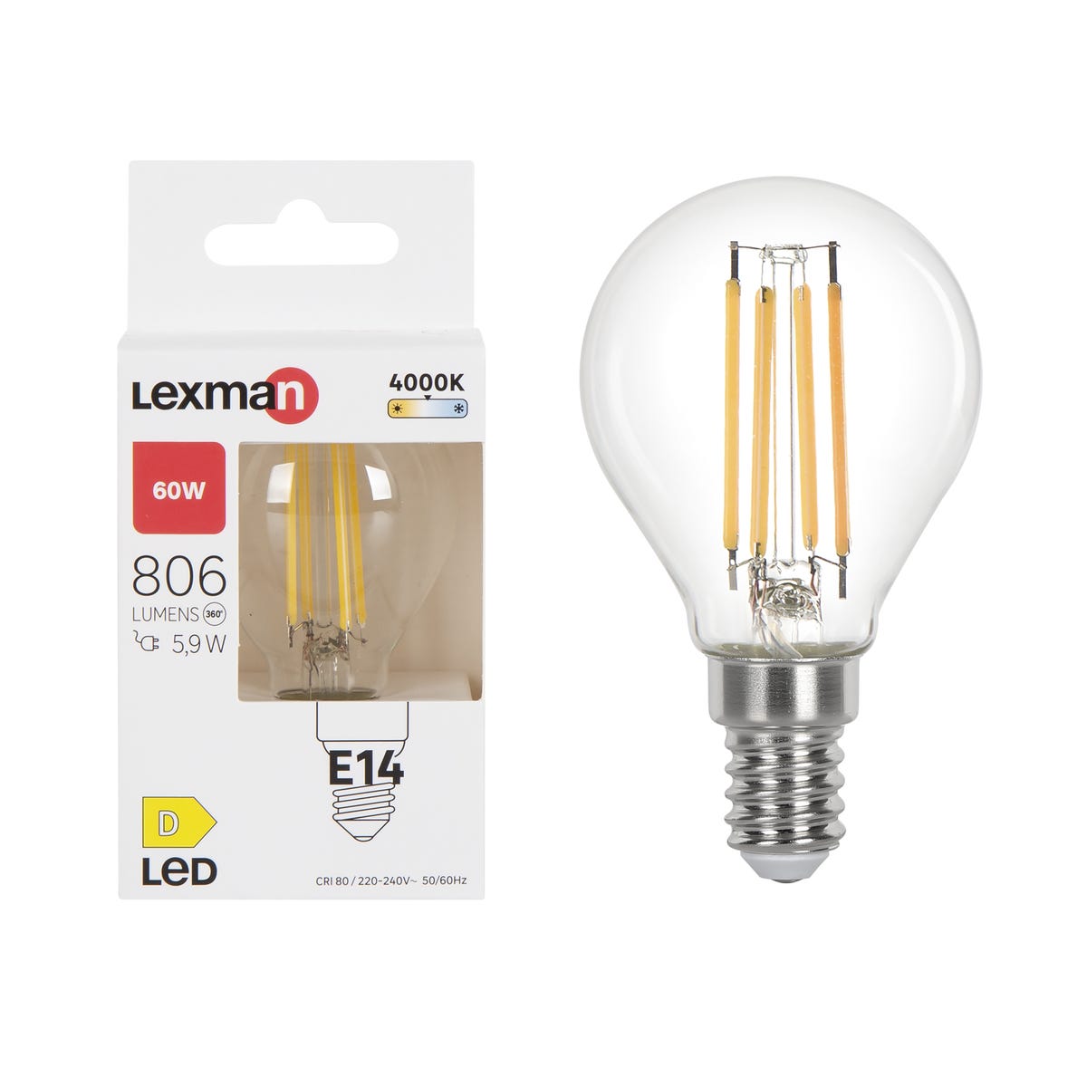 Żarówka LED E14 5,9 W 806 lm Neutralna biel Lexman