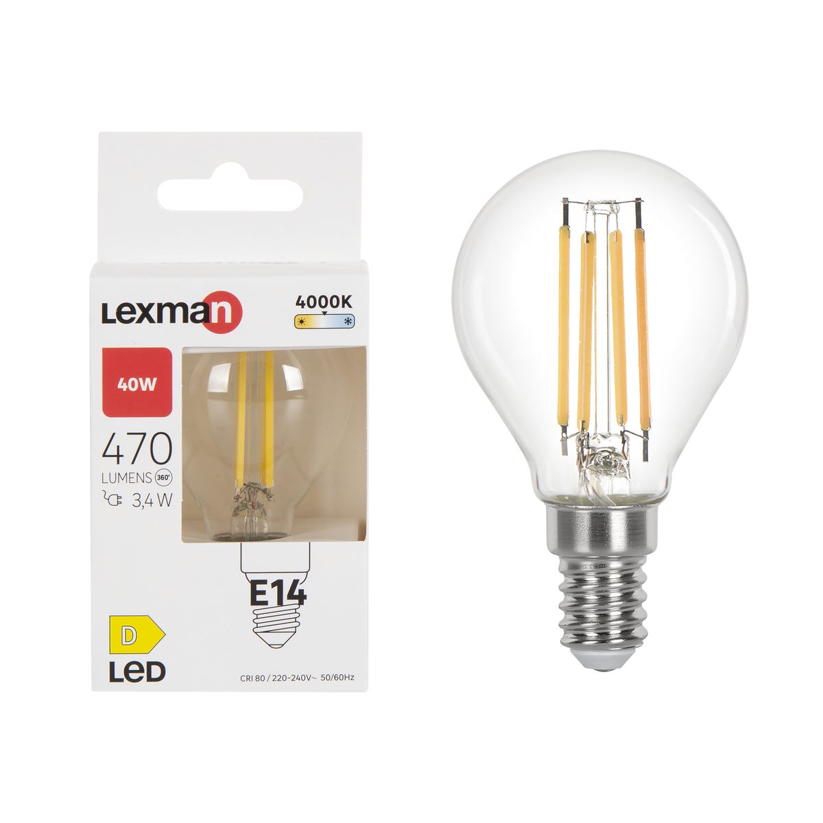 Żarówka LED E14 3,4 W 470 lm Neutralna biel Lexman