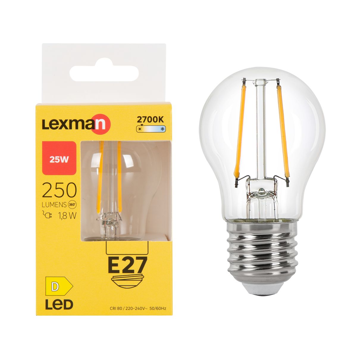 Żarówka LED E27 1,8 W 250 lm Ciepła biel Lexman