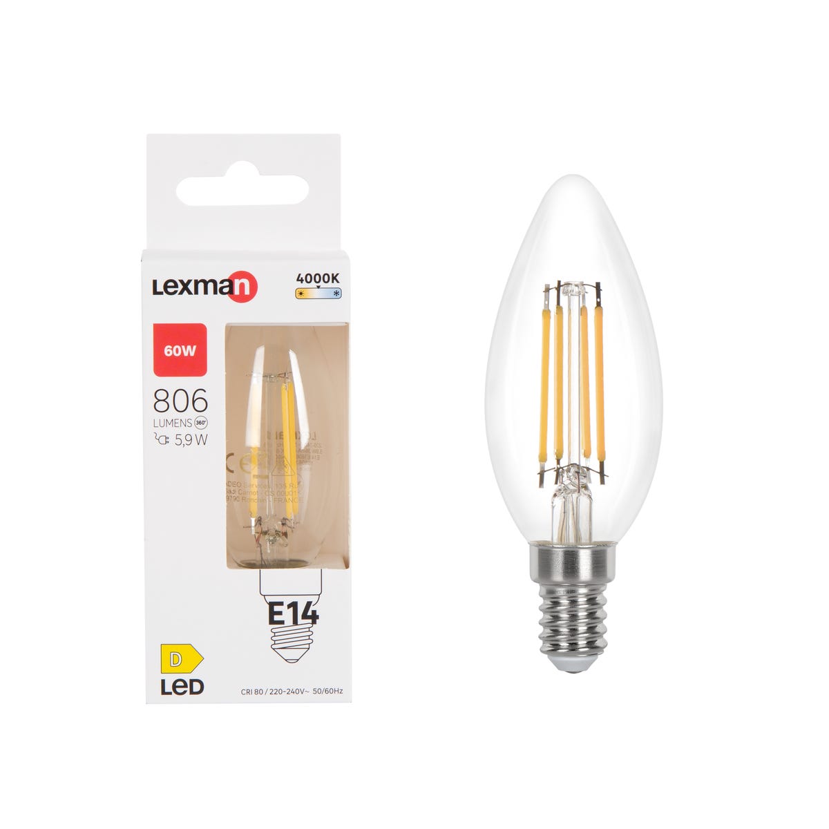 Żarówka LED E14 5,9 W 806 lm Neutralna biel Lexman
