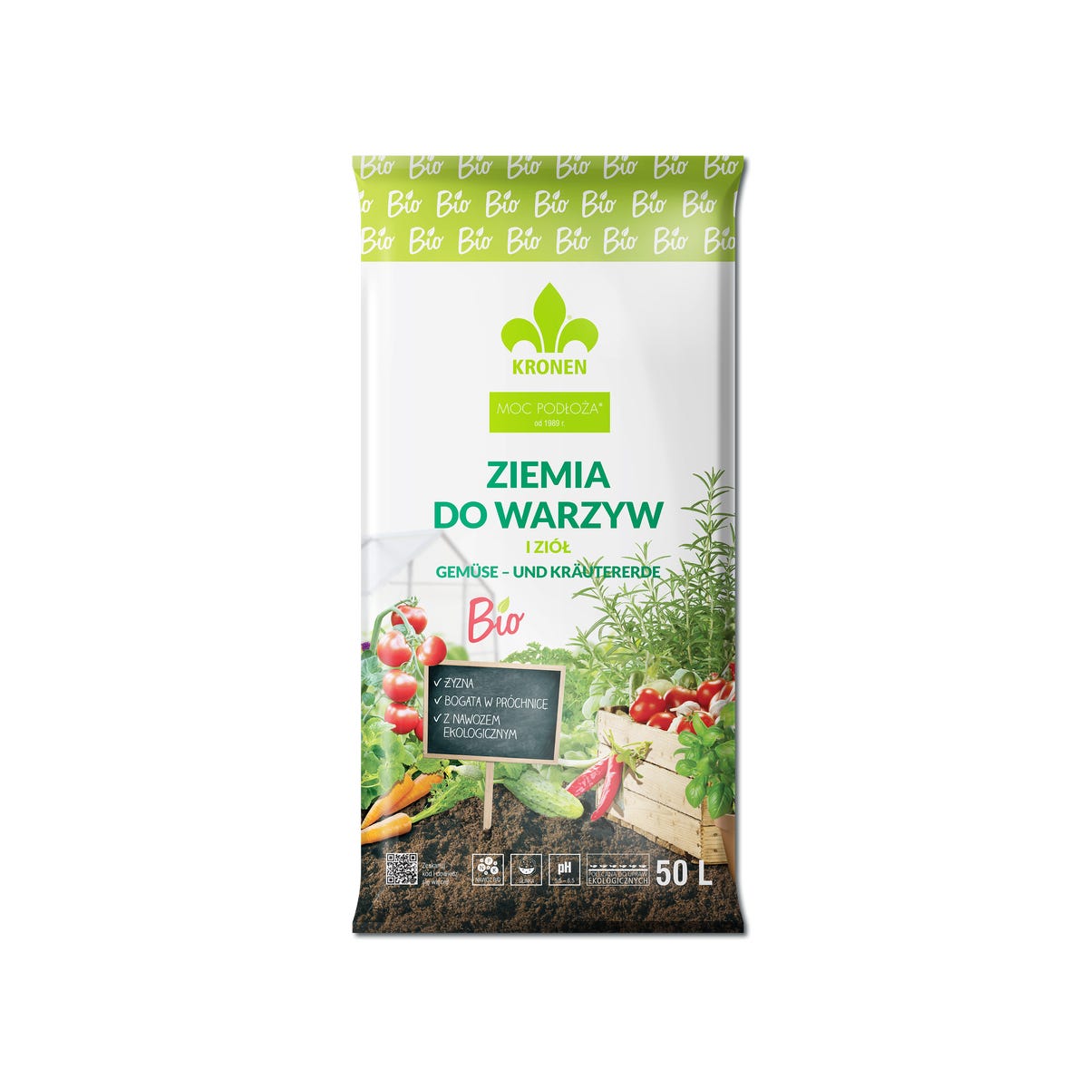 Ziemia do warzyw i ziół bio 50l Kronen