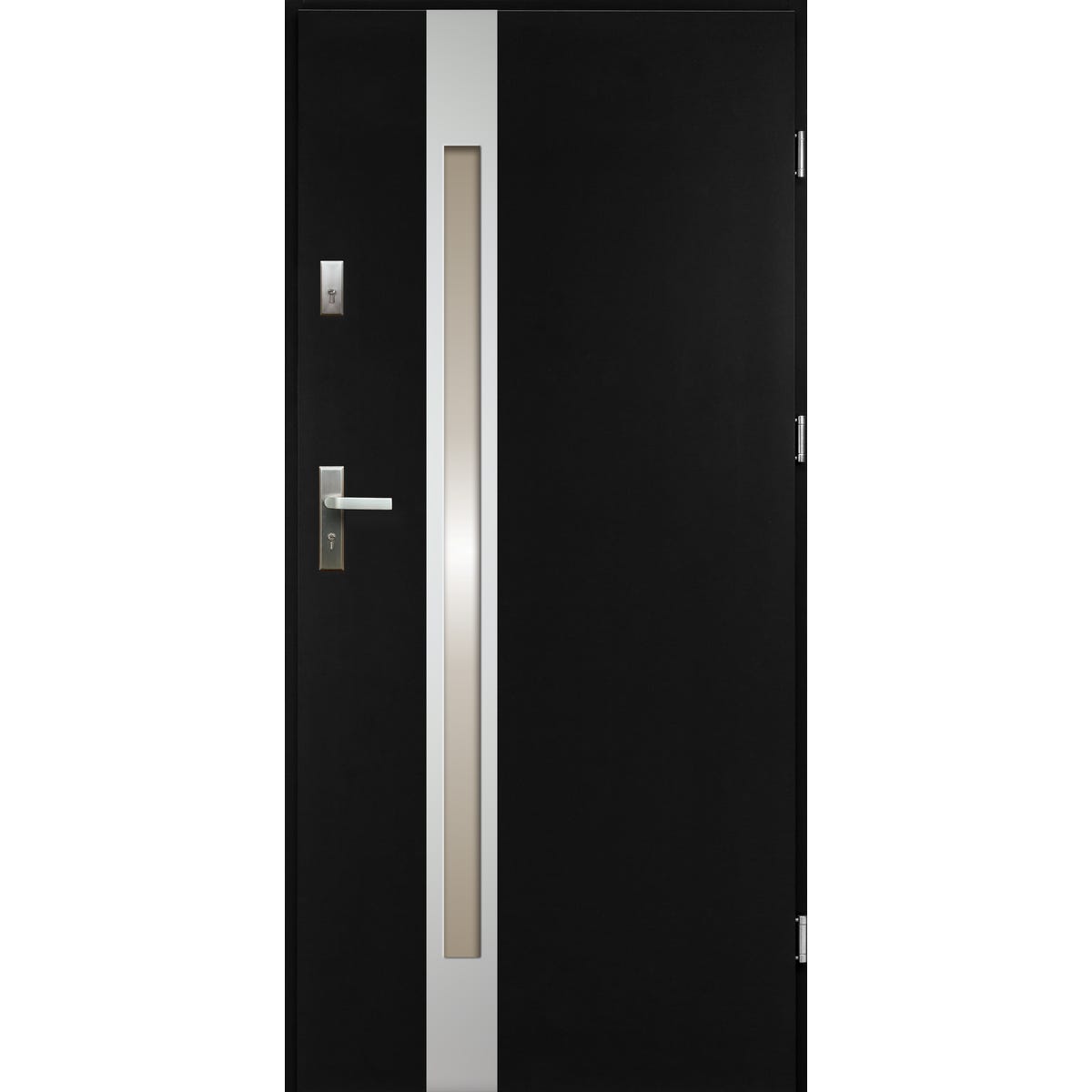 Drzwi zewnętrzne stalowe wejściowe Temidas Czarny 90 prawe OK Doors Trendline