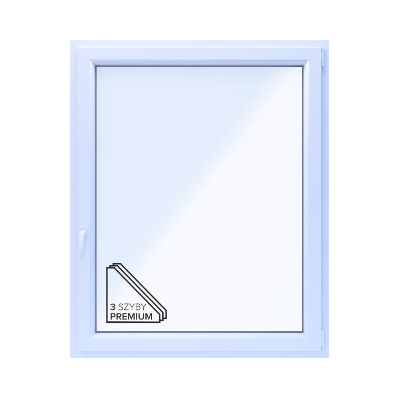 Okno PCV 3-szybowe fasadowe 85/O32 białe 1165x1435 mm otwierane do wewnątrz prawe Witraż