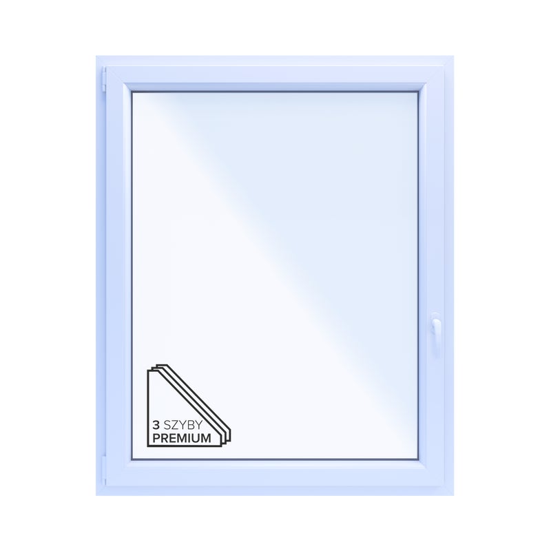 Okno PCV 3-szybowe fasadowe 85/O33 białe 1165x1435 mm otwierane do wewnątrz lewe Witraż