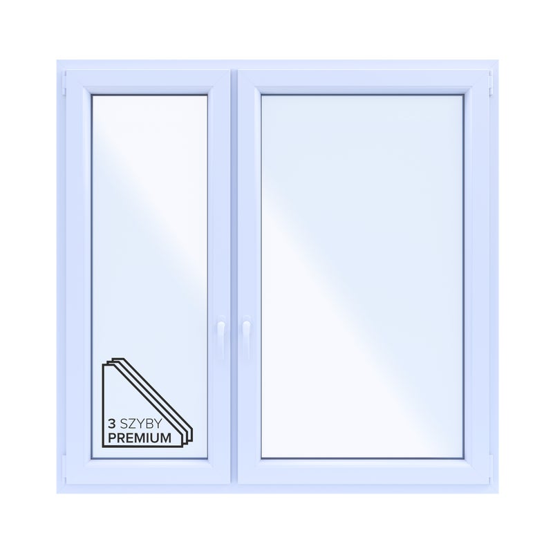 Okno PCV 3-szybowe fasadowe 85/O35 białe 1465x1435 mm otwierane do wewnątrz lewe Witraż