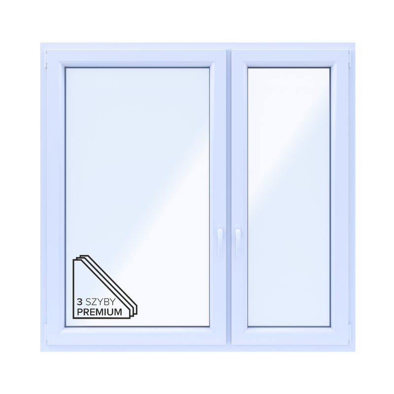 Okno PCV 3-szybowe fasadowe 85/O34 białe 1465x1435 mm otwierane do wewnątrz prawe Witraż