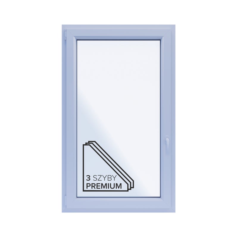 Okno PCV 3-szybowe fasadowe 85/O31 białe 865x1435 mm otwierane do wewnątrz lewe Witraż