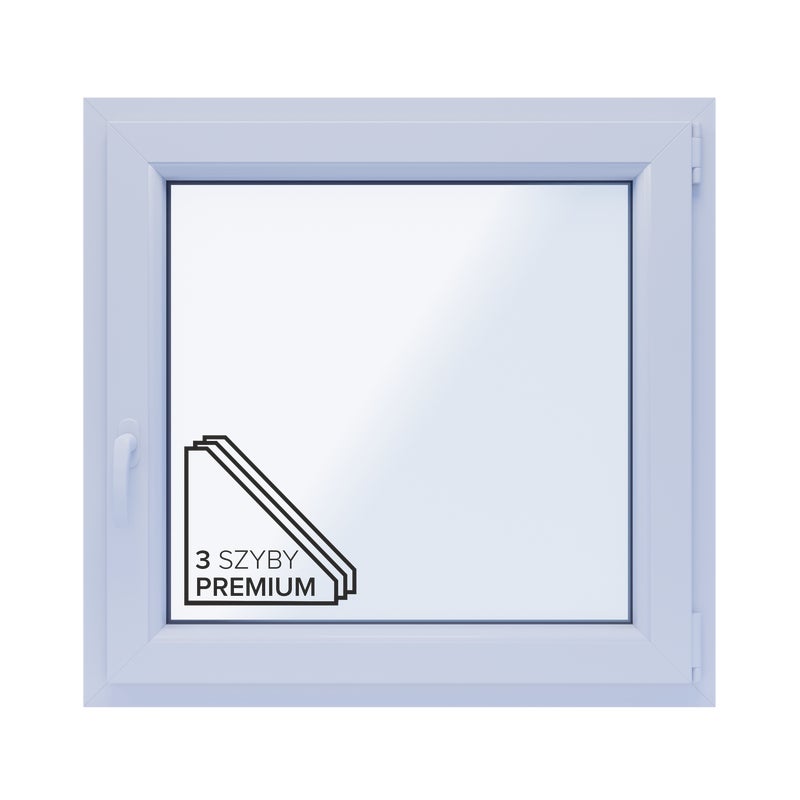 Okno PCV 3-szybowe fasadowe 85/O5 białe 865x835 mm otwierane do wewnątrz prawe Witraż