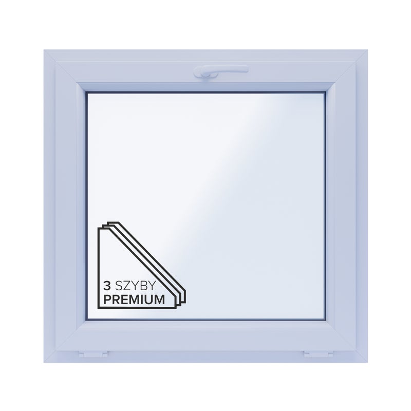 Okno PCV 3-szybowe fasadowe 85/O5 białe 865x835 mm uchylne do wewnątrz Witraż