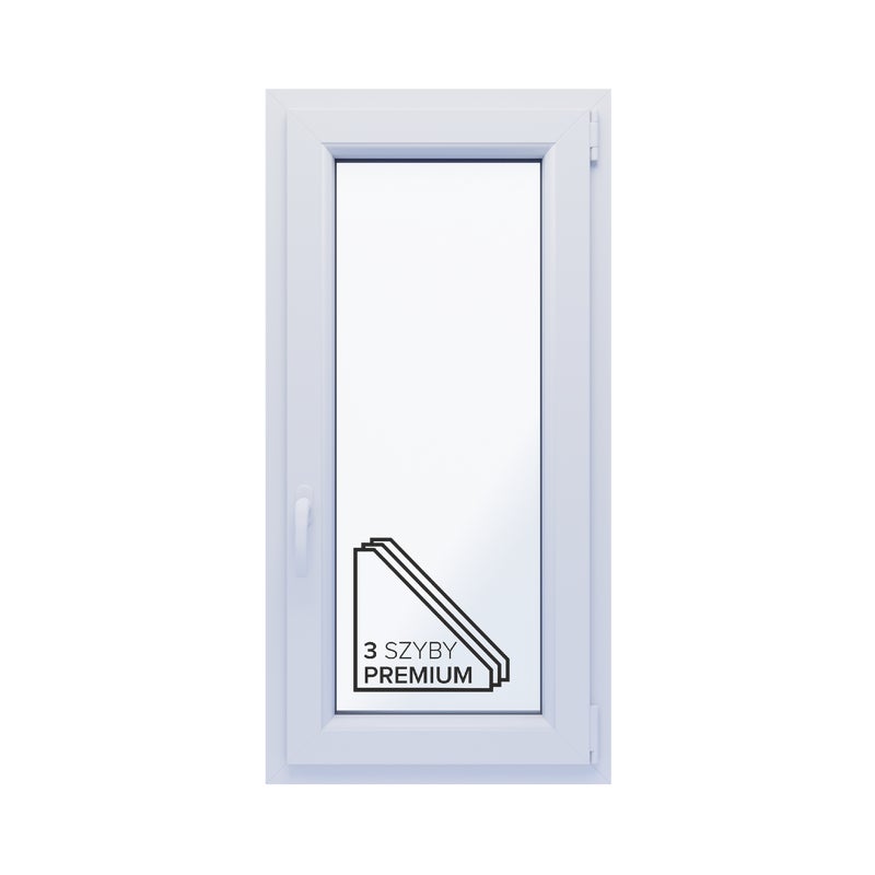 Okno PCV 3-szybowe fasadowe 85/010 białe 565x1135 mm otwierane do wewnątrz prawe