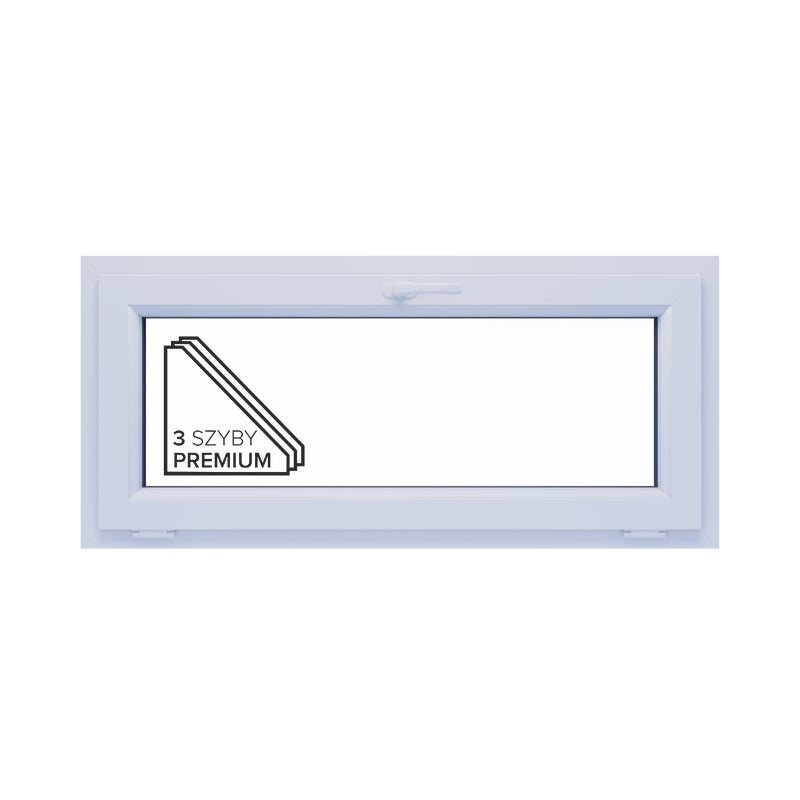 Okno PCV 3-szybowe fasadowe 85/O3 białe 1165x535 mm uchylne do wewnątrz Witraż