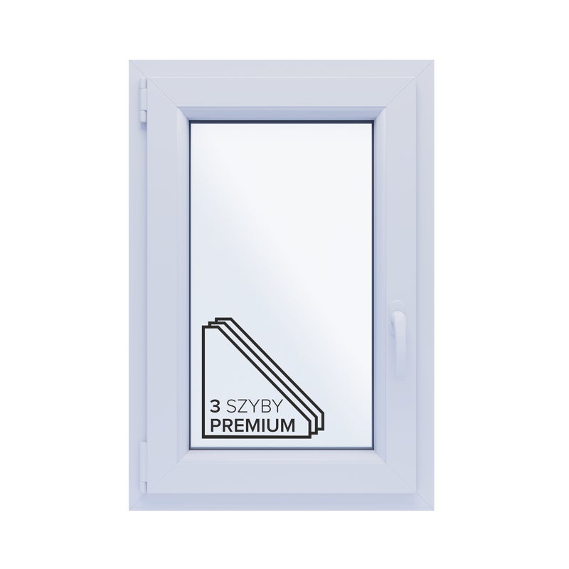 Okno PCV 3-szybowe fasadowe 85/O4 białe 565x835 mm otwierane do wewnątrz lewe
