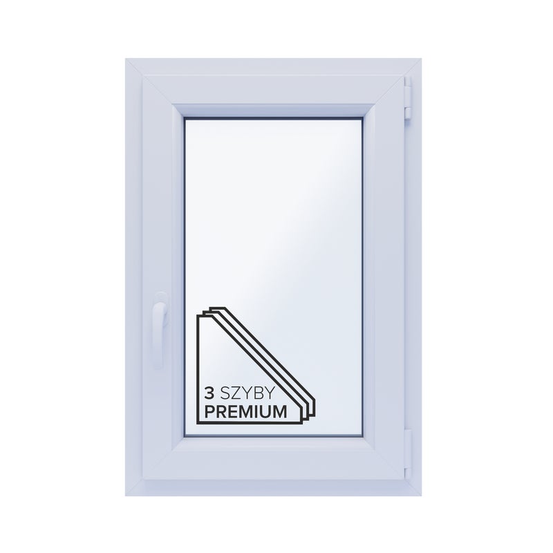 Okno PCV 3-szybowe fasadowe 85/O4 białe 565x835 mm otwierane do wewnątrz prawe