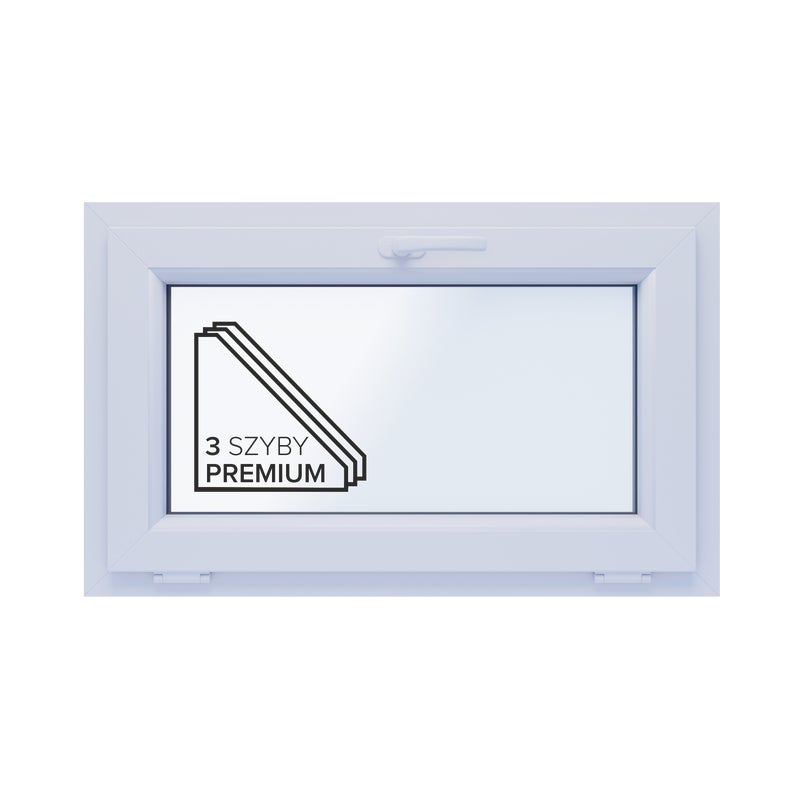 Okno PCV 3-szybowe fasadowe 85/O2 białe 865x535 mm uchylne do wewnątrz