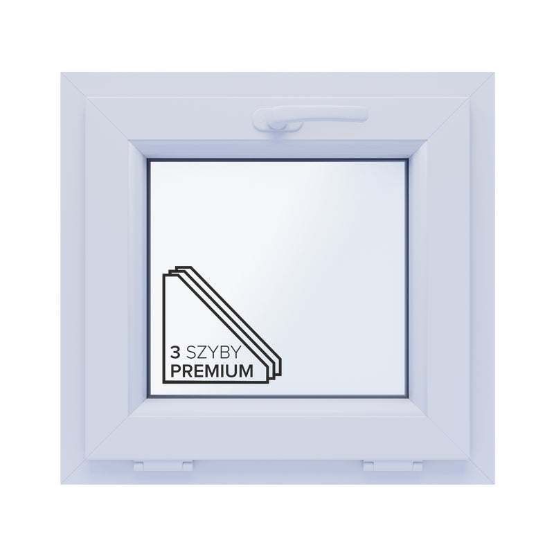 Okno PCV 3-szybowe fasadowe 85/O1 białe 565x535 mm uchylne do wewnątrz Witraż