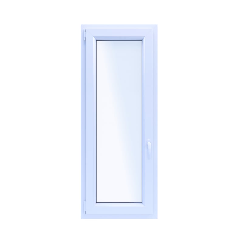 Okno PCV 2-szybowe fasadowe O27 białe 565x1435 mm otwierane do wewnątrz lewe Witraż