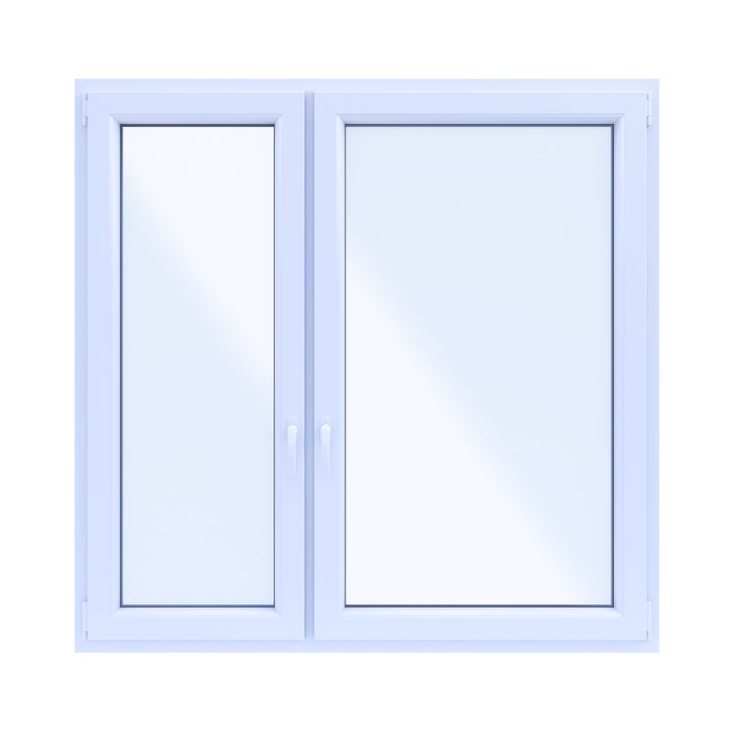 Okno PCV 2-szybowe fasadowe O35 białe 1465x1435 mm otwierane do wewnątrz lewe Witraż
