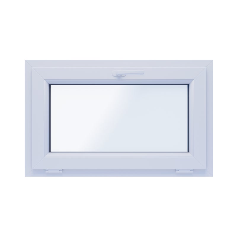 Okno PCV 2-szybowe fasadowe O2 białe 865x535 mm uchylne do wewnątrz Witraż