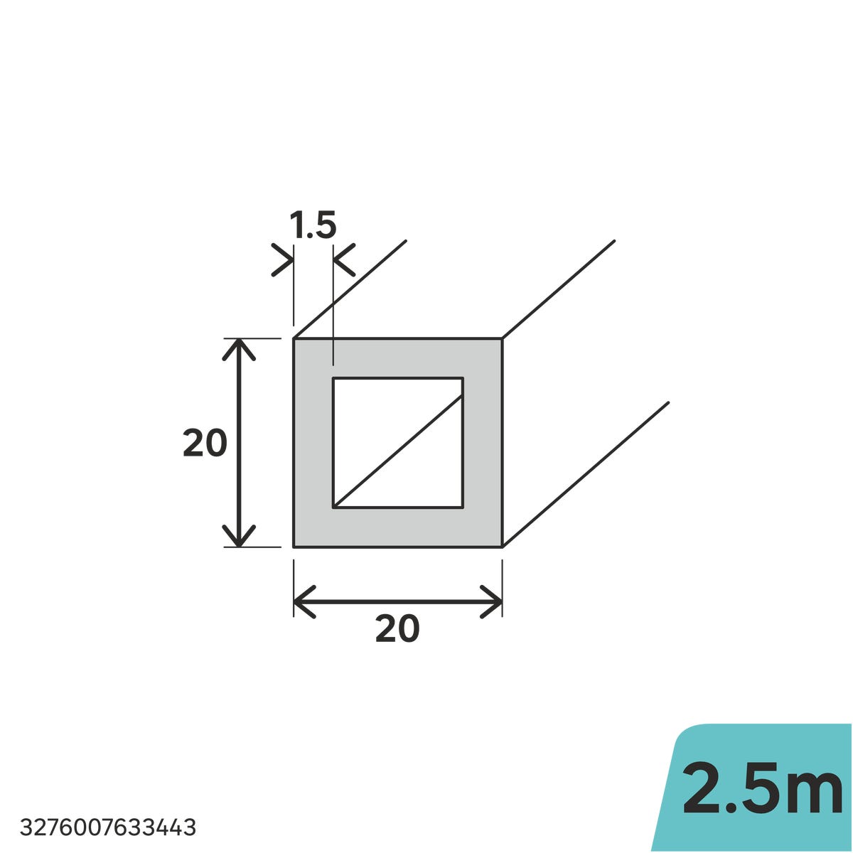 Standers Profil kwadratowy stalowy 20x20x1.5x2500 mm