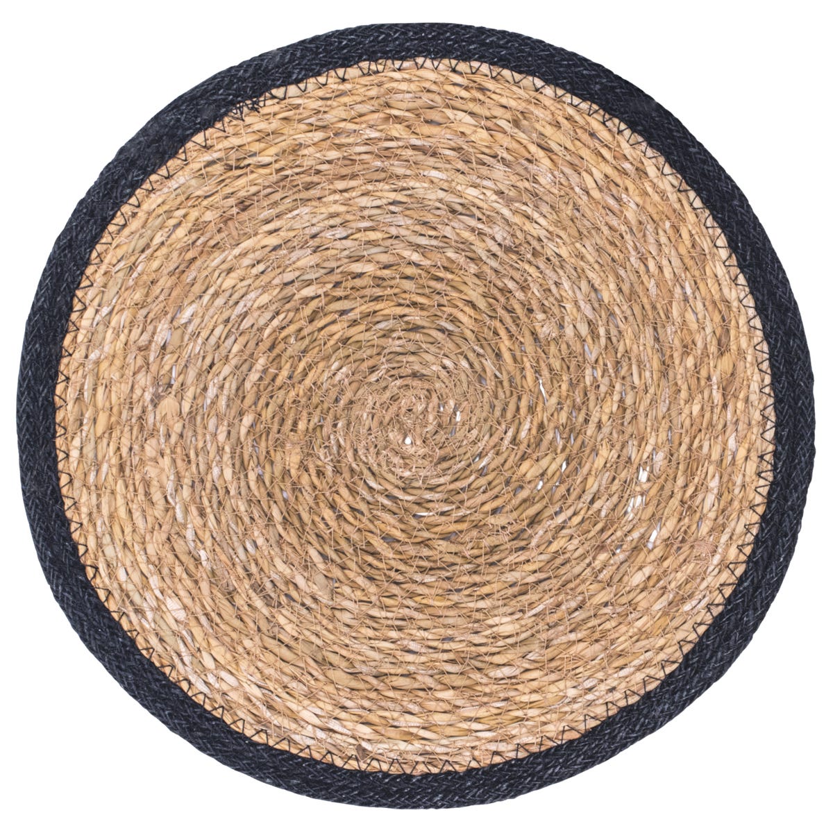 Podkładka na stół z trawy morskiej z czarną lamówką śr. 30 cm
