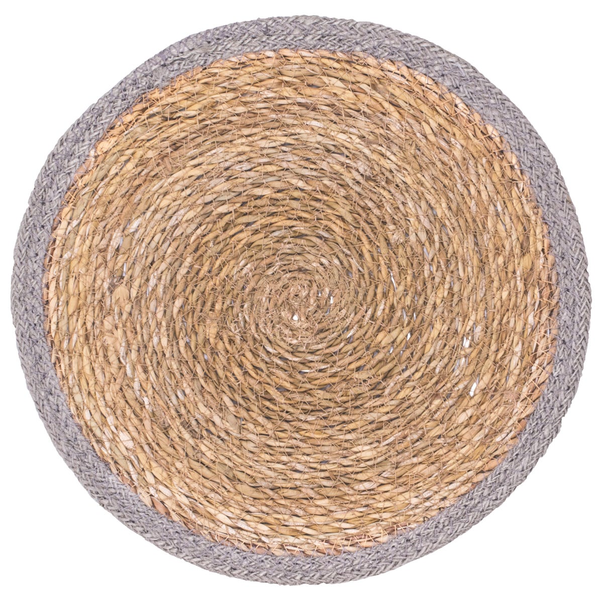 Podkładka na stół z trawy morskiej z szarą lamówką śr. 30 cm