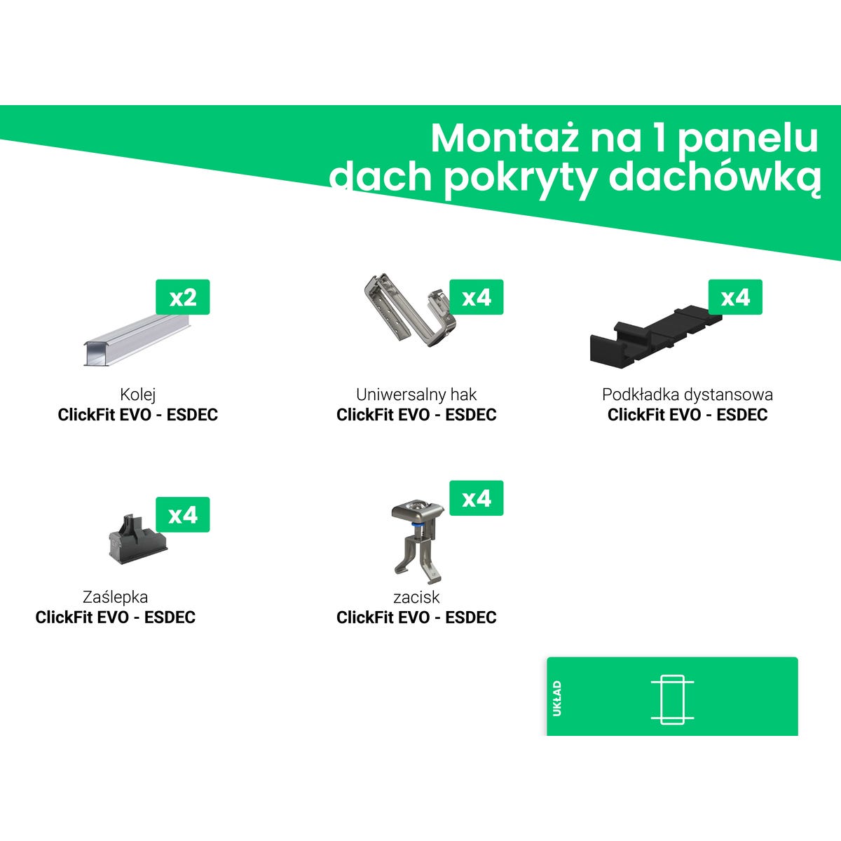 ESDEC Element konstrukcyjny PV 1 moduł dach skośny