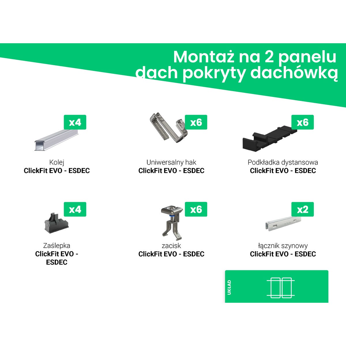 ESDEC Elementy konstrukcyjne dach skośny dachówka 2 moduły