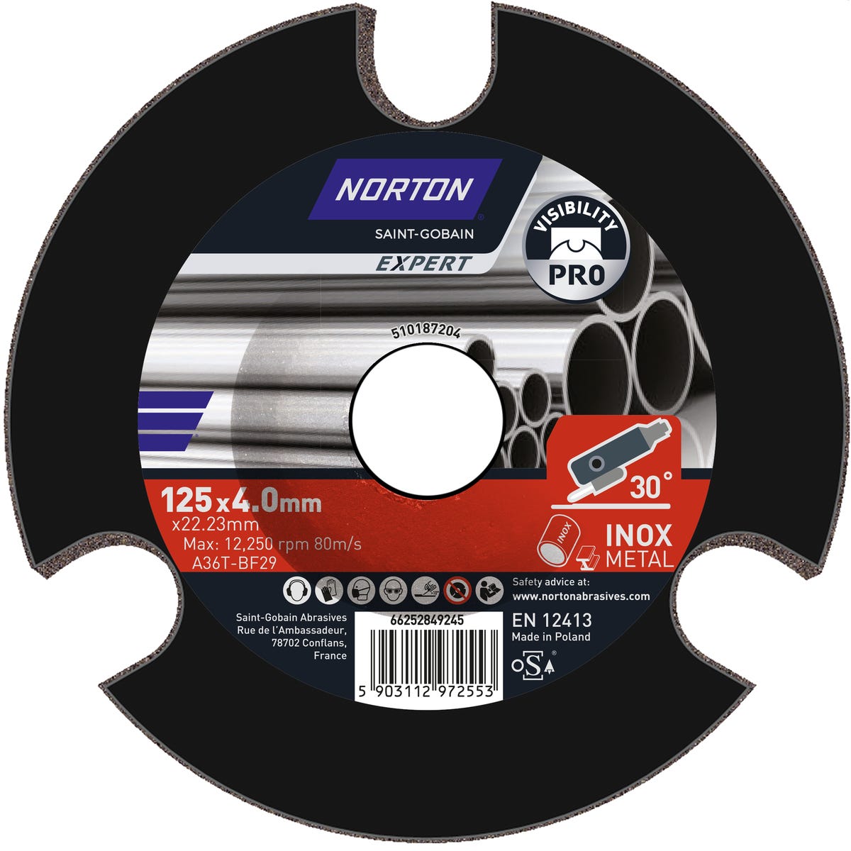 Tarcza do szlifowania P36 OCTOPUS 125 x 4 x 22.23 mm NORTON