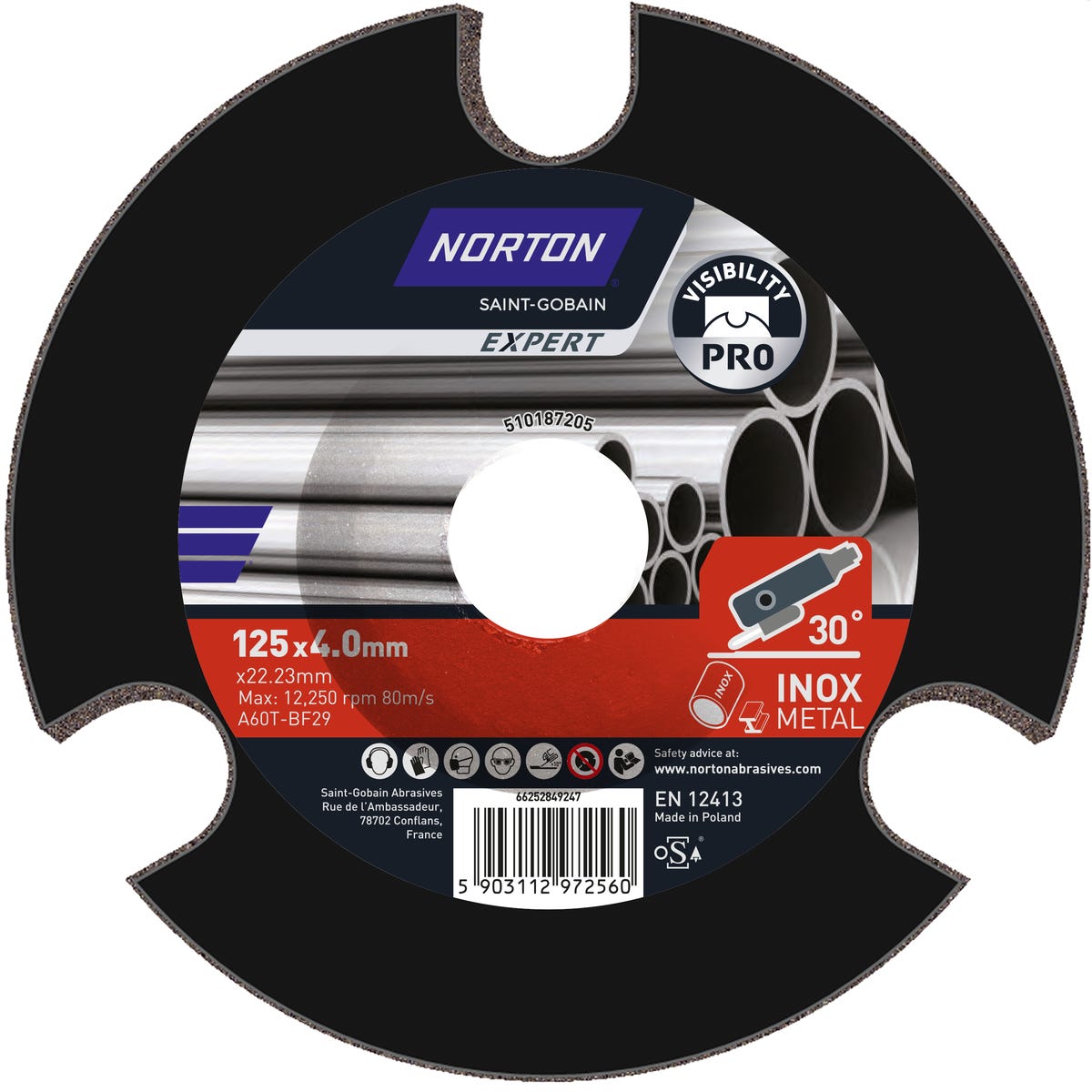 Tarcza do szlifowania P60 OCTOPUS 125 x 4 x 22.23 mm NORTON