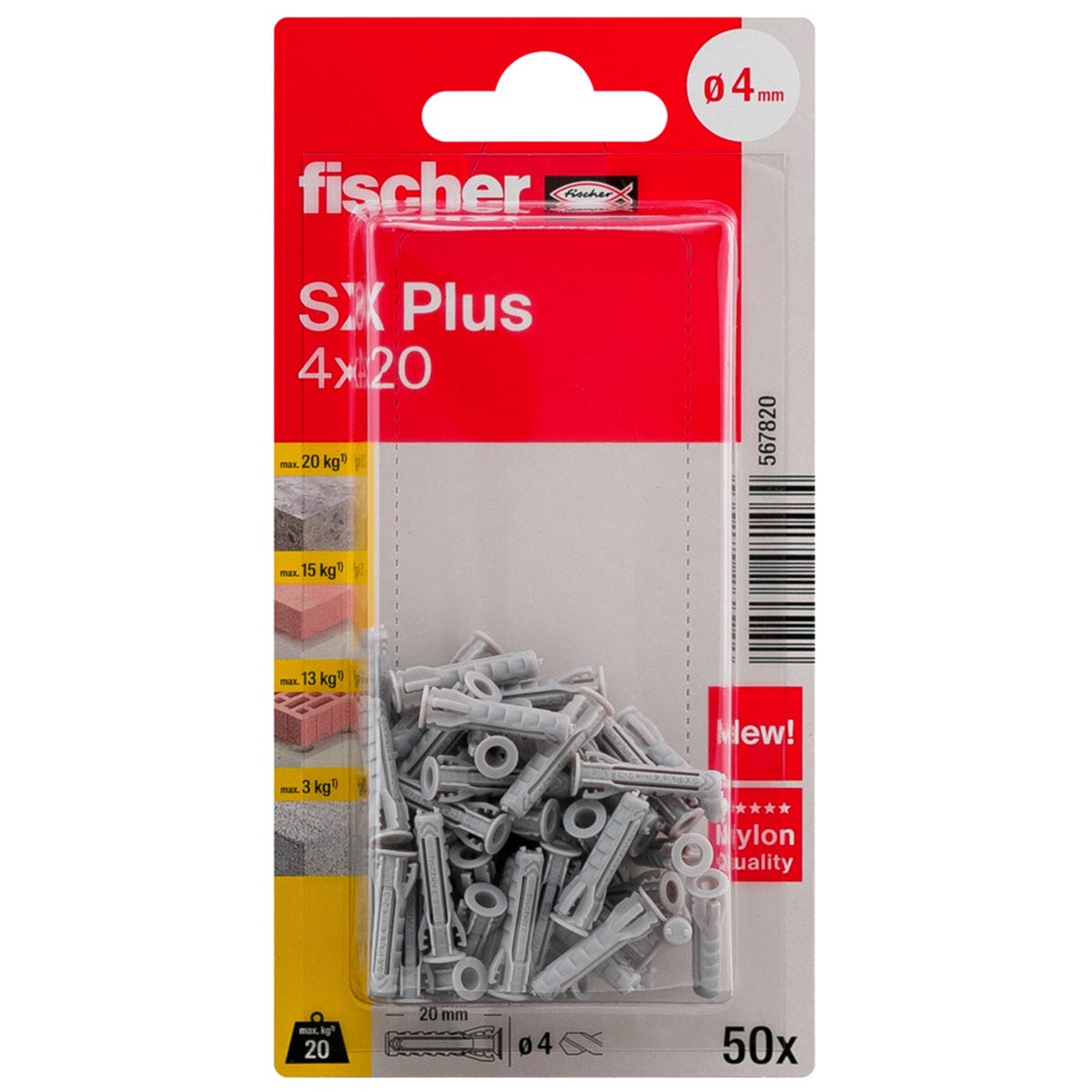 Kołek rozporowy SX Plus 4 x 20 mm 50 szt. Fischer