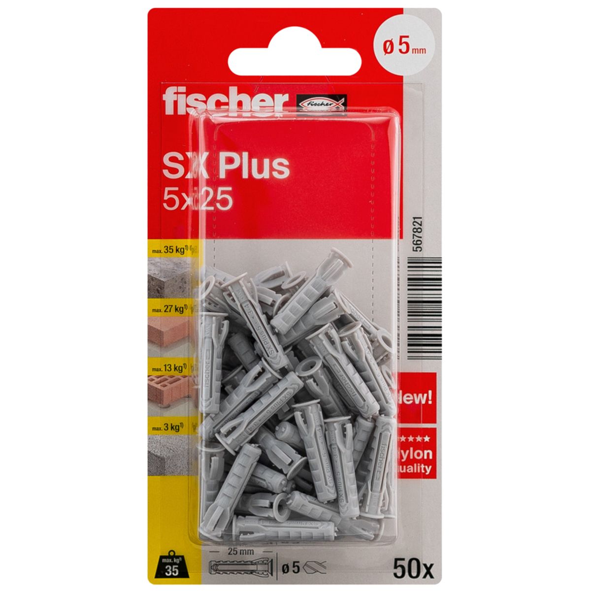 Kołek rozporowy SX Plus 5 x 25 mm 50 szt. Fischer