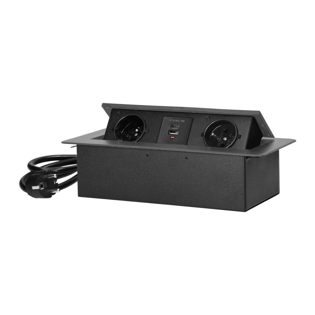 Przedłużacz podblatowy podwójny z 2 gniazdami USB Grafit OR-GM-9035/GR ORNO