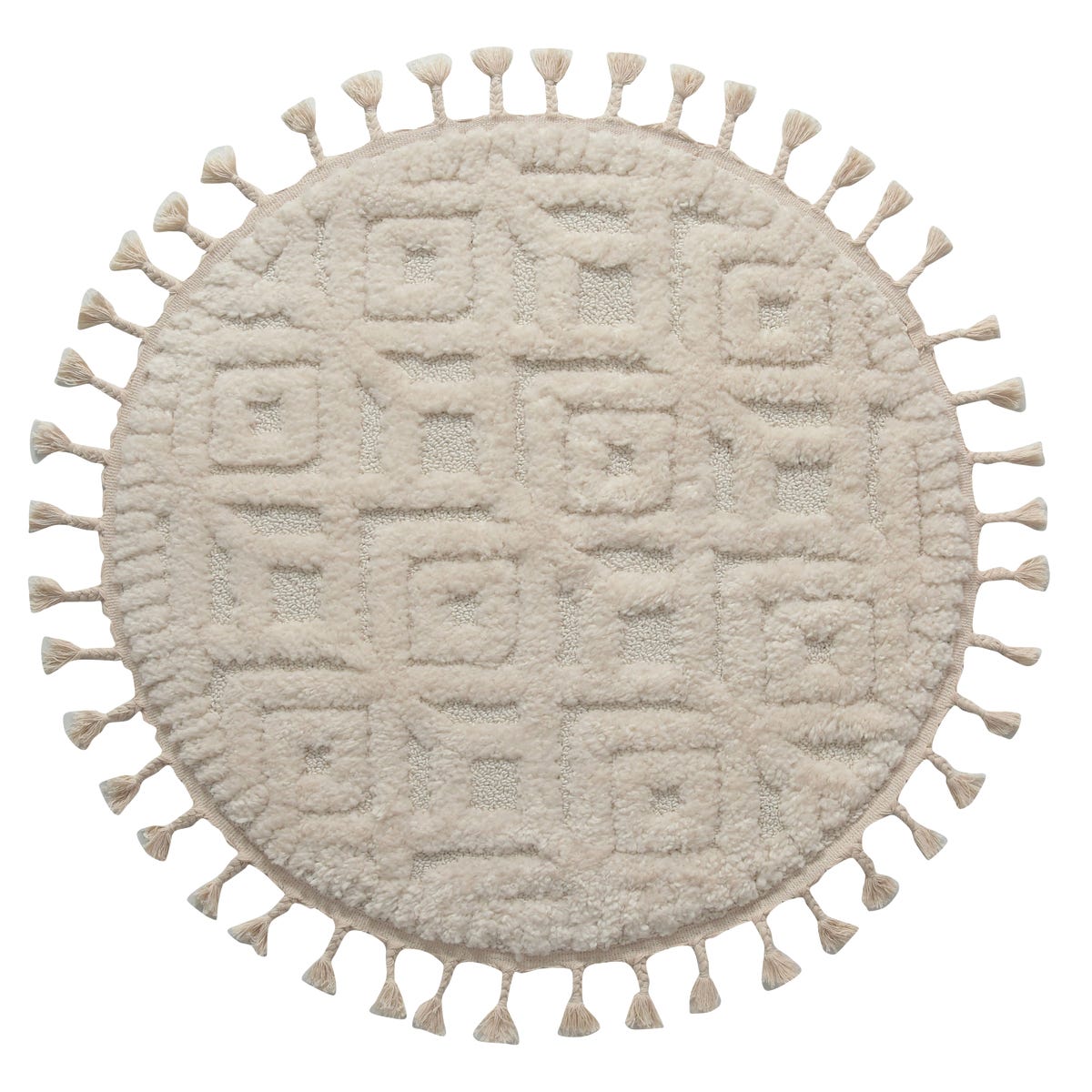 Dywan z frędzlami okrągły Malmo beżowy śr. 100 cm