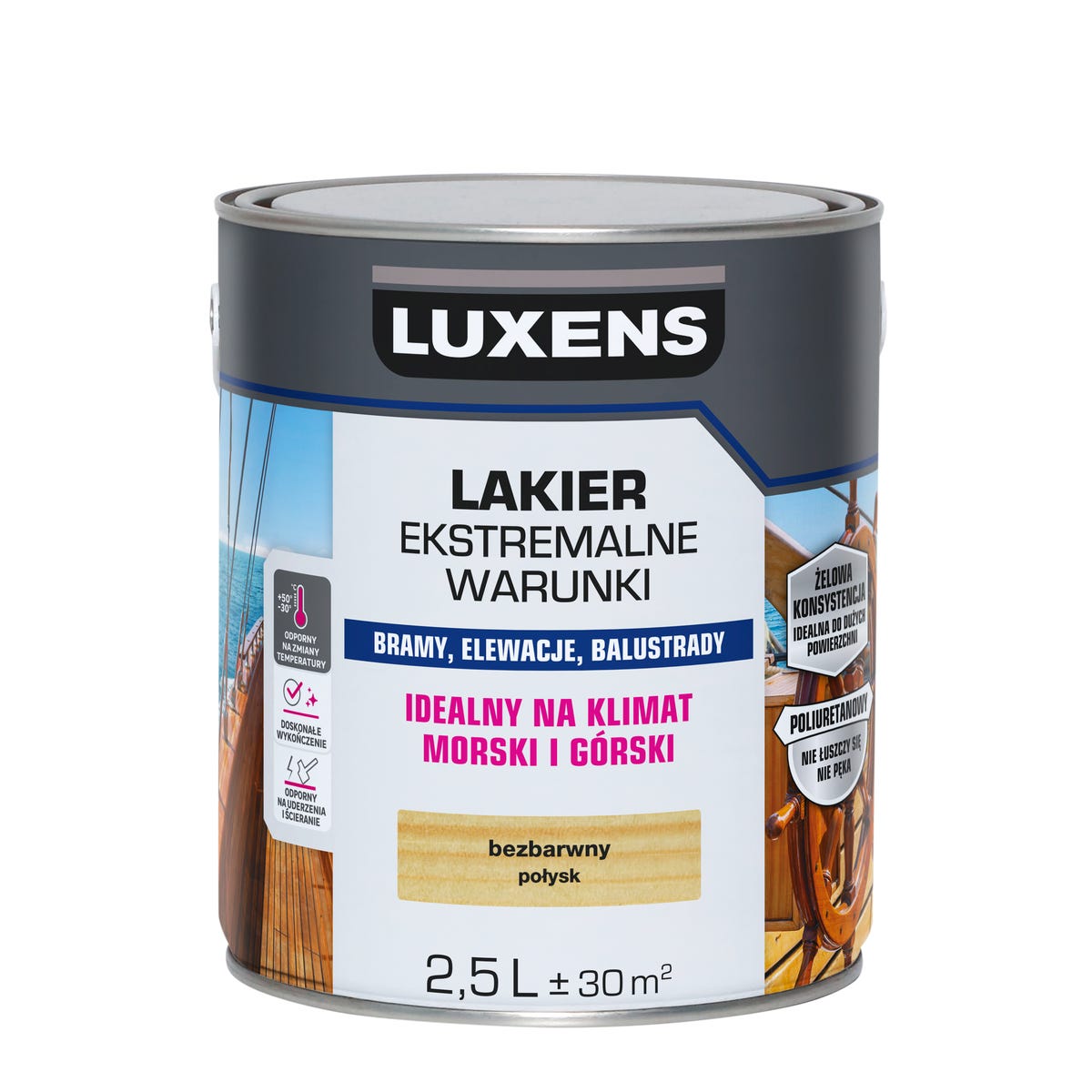 Lakier do drewna Ekstremalne warunki bezbarwny 2.5 l połysk Luxens