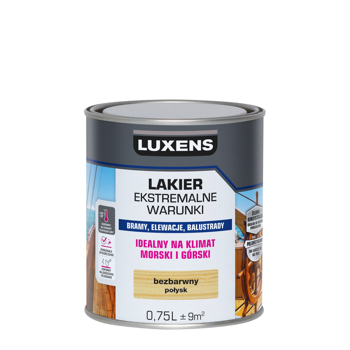 Lakier do drewna Ekstremalne warunki bezbarwny 0.75 l połysk Luxens