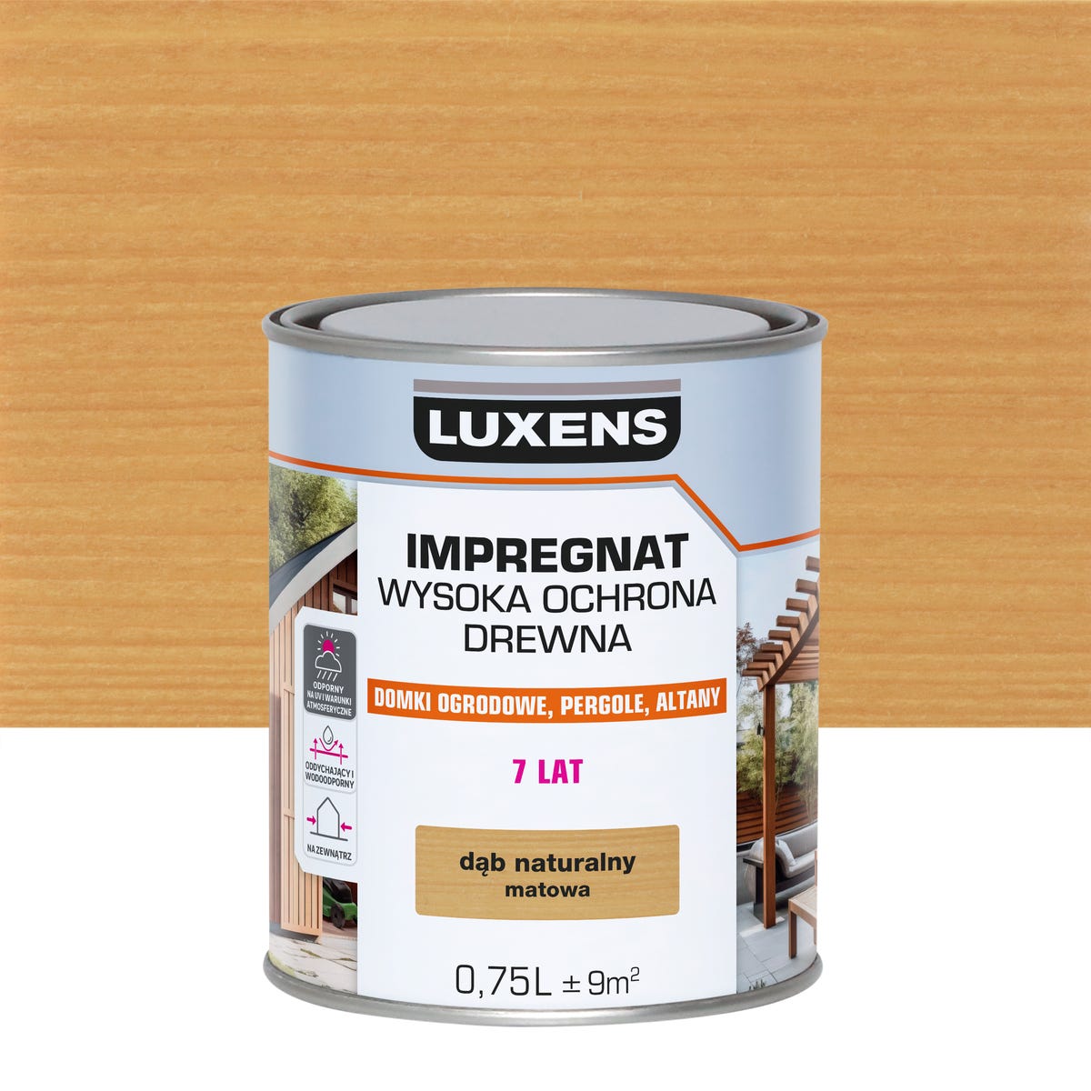 Impregnat do drewna Wysoka ochrona Dąb naturalny mat 0.75 l Luxens