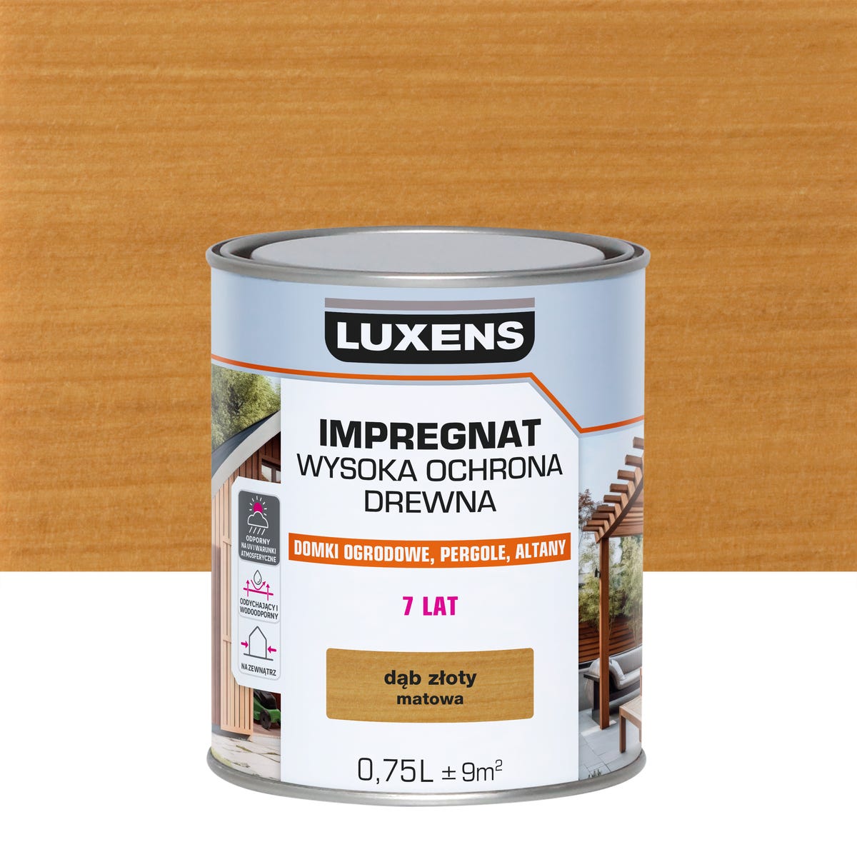 Impregnat do drewna Wysoka ochrona Dąb złoty mat 0.75 l Luxens
